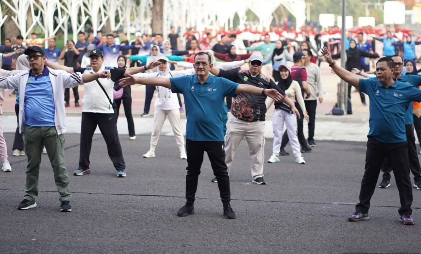 Jelang Fornas KORPRI XVII 2025, Sekda Sumsel Pimpin Senam Bersama di Jakabaring